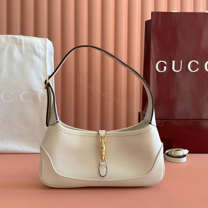 View 1 of GUCCI 26S JACKIE SLIM SHOULDER BAG 27 IN CREAM WHITE CALFSKIN
