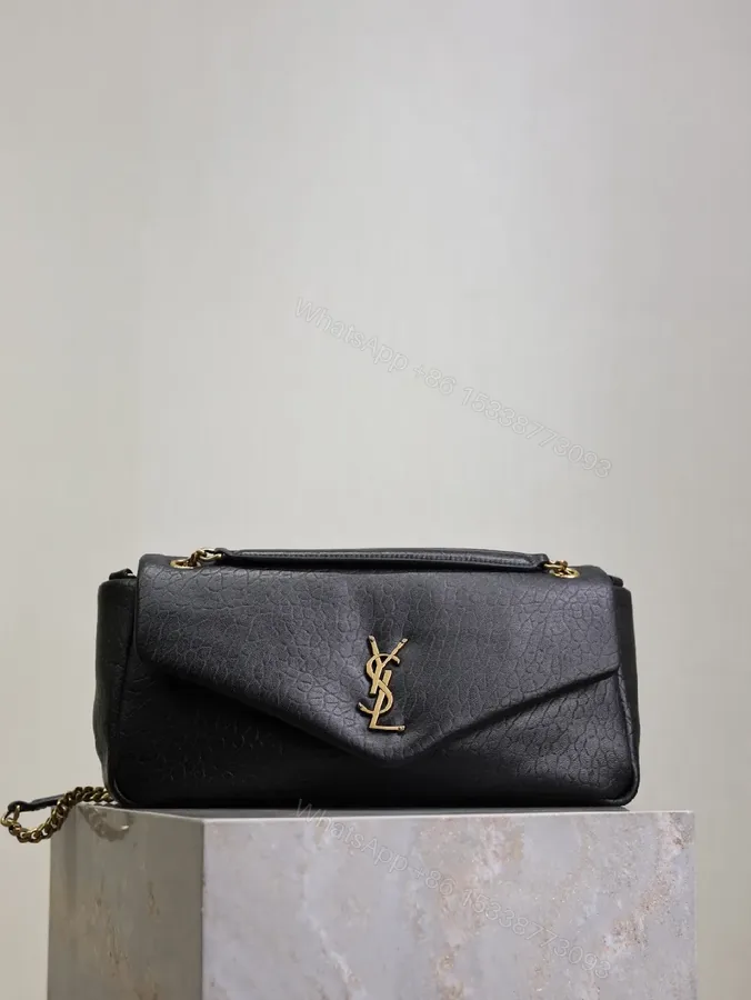 View 1 of Textured Leather Crossbody Clutch with Gold Logo hardware
