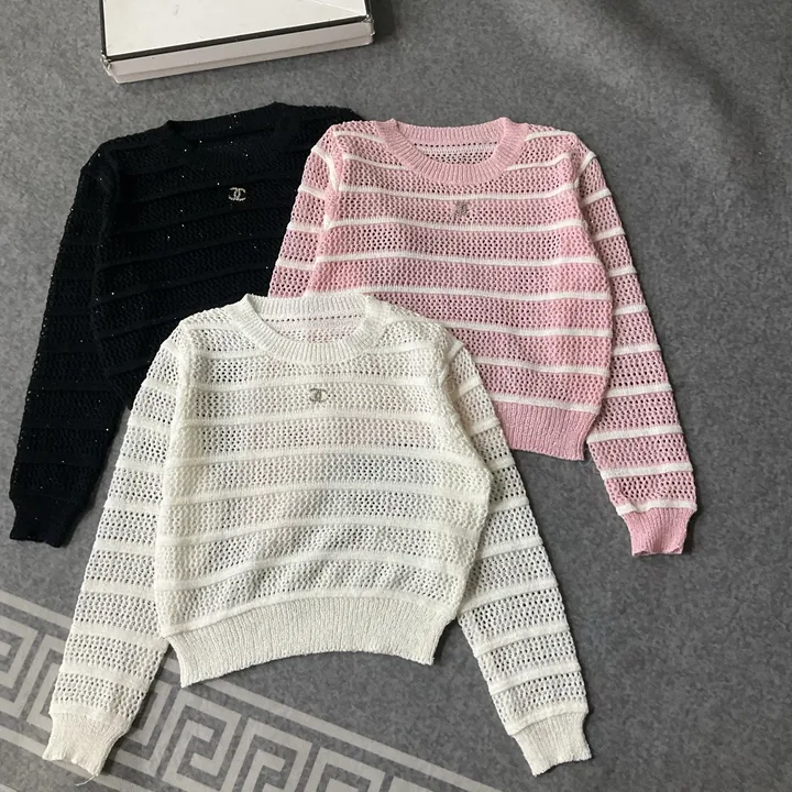 View 1 of CHANEL鏤空條紋針織上衣 高仿精品長袖女款
