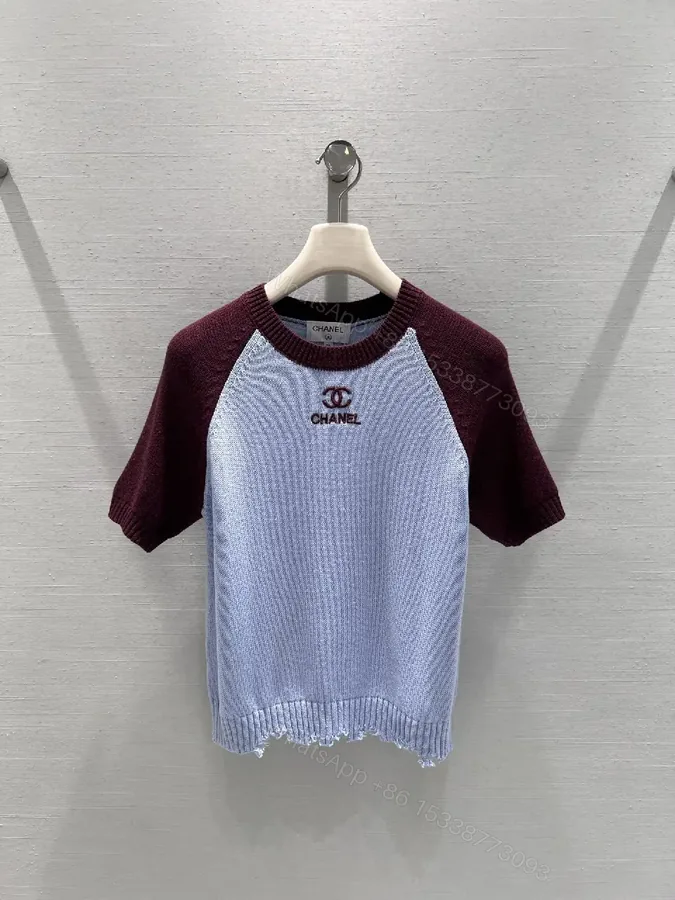 View 1 of Textured Color-Block Knit Tee: Luxe Casual Comfort
