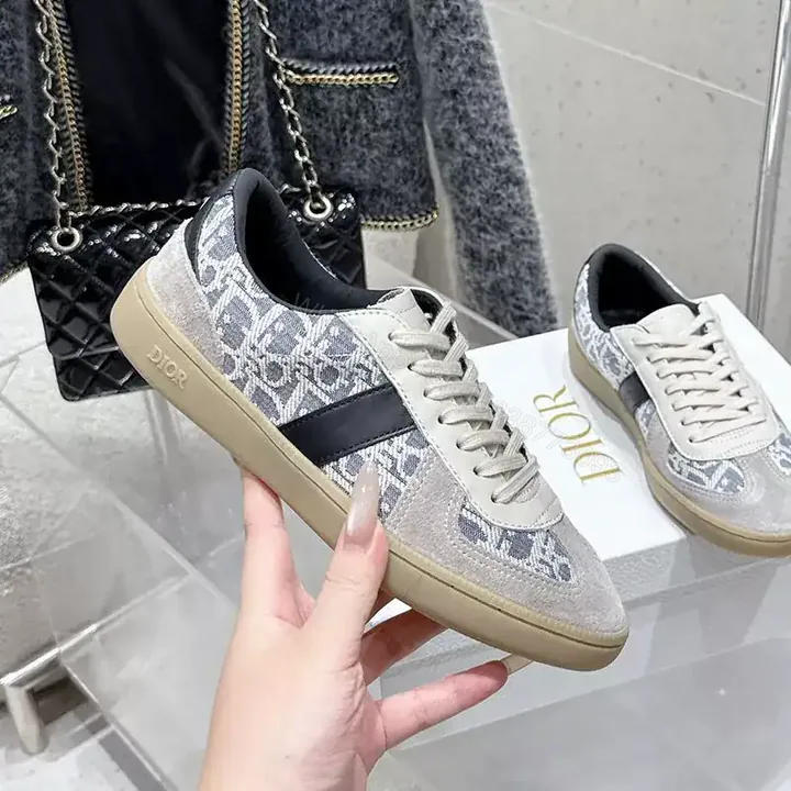 View 1 of DIOR B01 MATCHPOINT SNEAKERS UNISEX SUEDE AND JACQUARD CANVAS GREY/BLUE – CD178