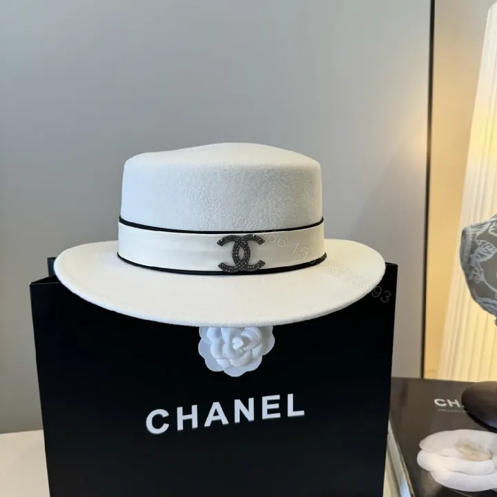 View 1 of Crisp White Wool Fedora with Black Grosgrain Band