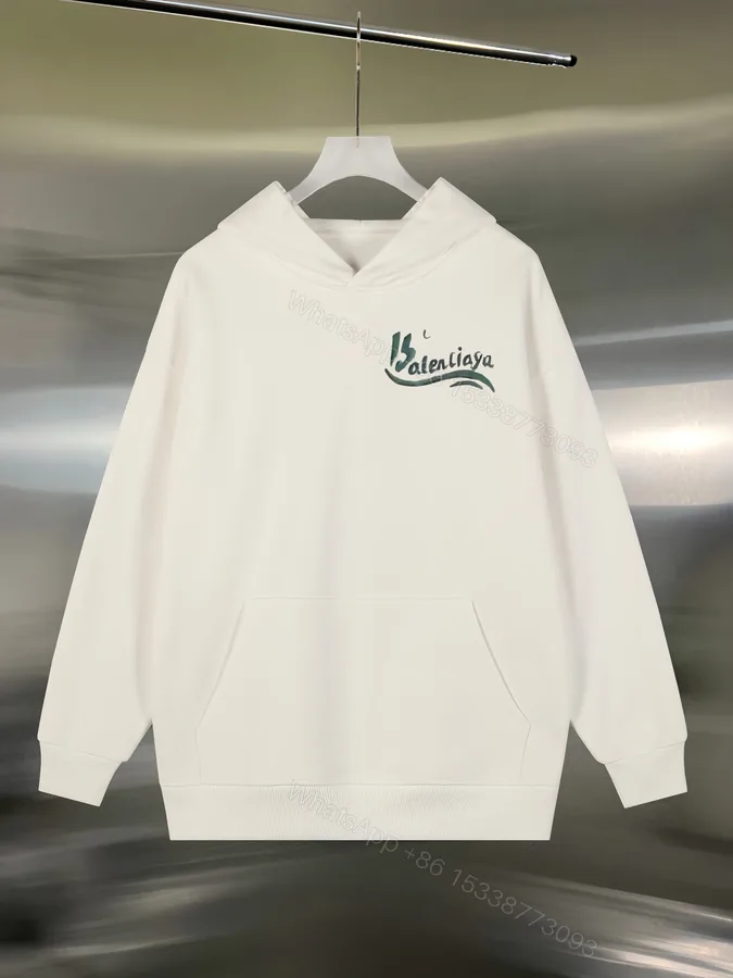 View 1 of Balenciaga一比一白色連帽衛衣後背手寫筆刷字樣設計款男士