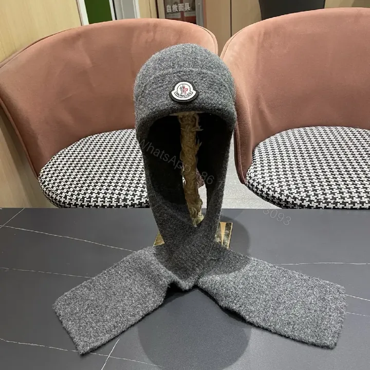 View 1 of Charcoal Wool-Blend Hooded Scarf: Luxe, Textured Warmth