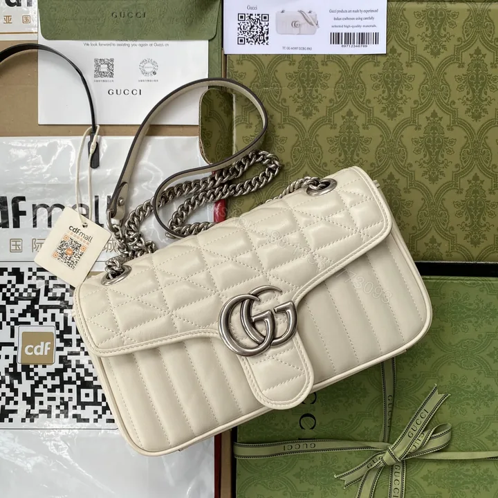 View 1 of Gucci 原單GG Marmont奶白肩背包 女用典雅風格精品