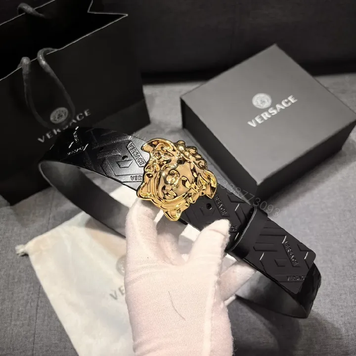 View 1 of Gold Crest Belt: Matte Black Luxury, Bold Modern Style
