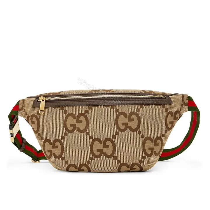 View 1 of Gucci Jumbo GG Belt Bag Camel And Ebony Jumbo GG Canvas 39cm GG 696031 UKMDG 2570