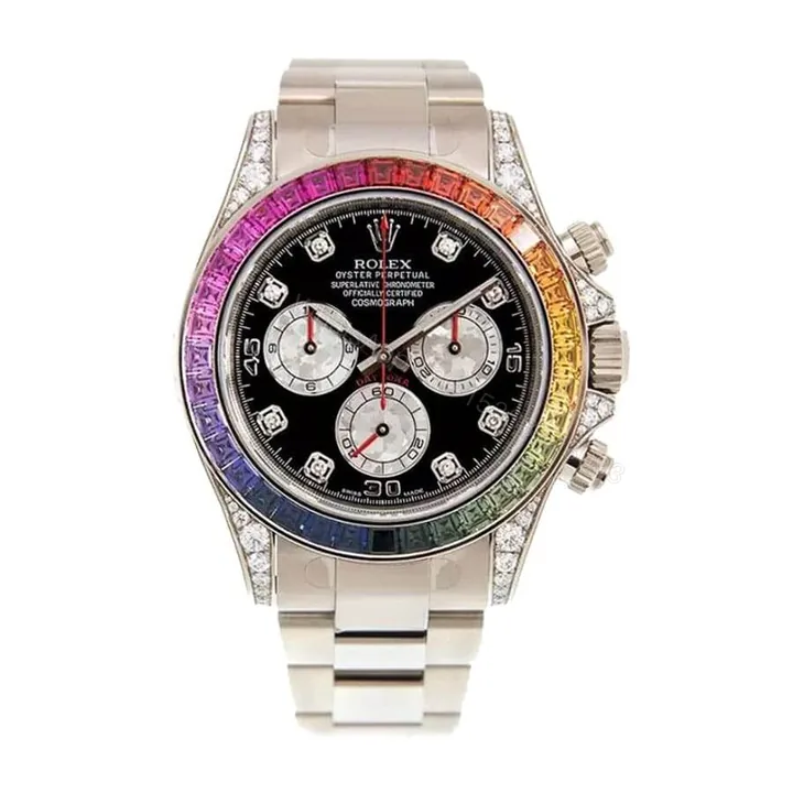 View 1 of Rolex Cosmograph Daytona 116509 Super Clone: 40mm White Gold Black Diamond Dial