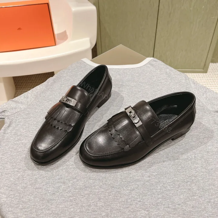 View 1 of 高仿Hermes*H241008Z02小牛皮樂福鞋黑色免檢版