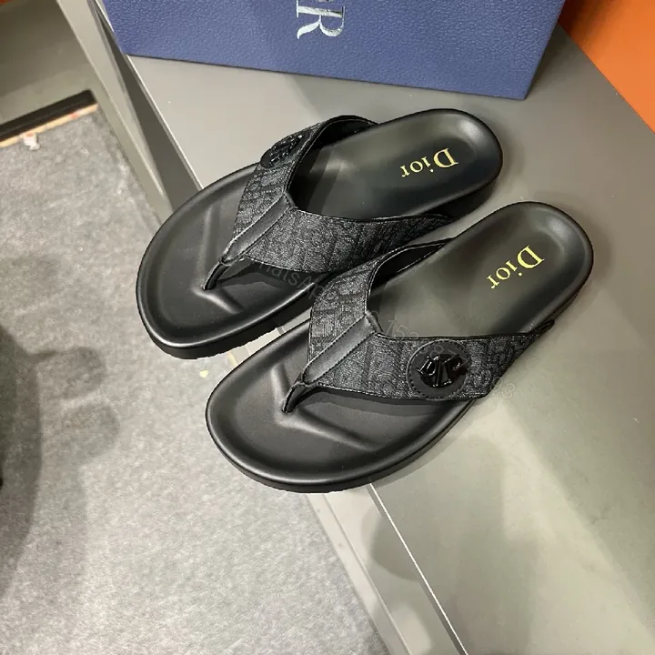 View 1 of Black Leather Sandals, Jacquard Straps, Minimalist, Cushioned Footbed, Sandals