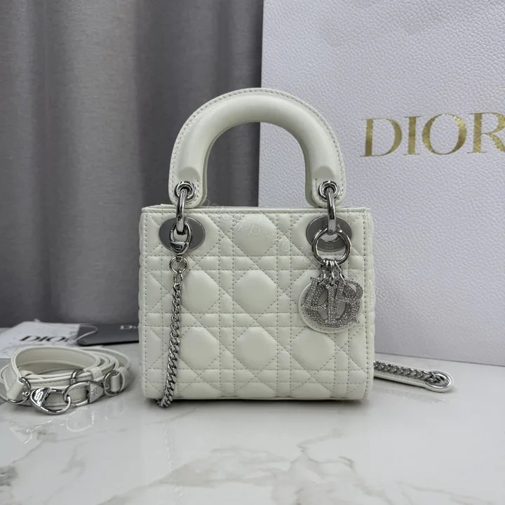 View 1 of Dior一比一白色Lady Dior女用皮革小包氣質優雅實用推薦
