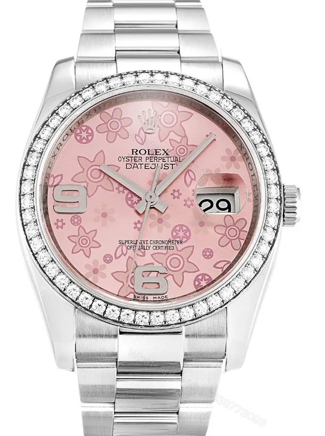 View 1 of Replica Rolex Datejust Pink Floral Dial 116244 36 mm