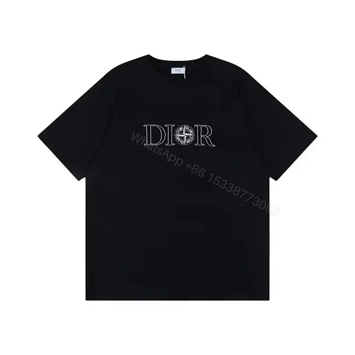 View 1 of Monochrome Black Cotton Twist Tee — Subtle Logo, Luxe Style