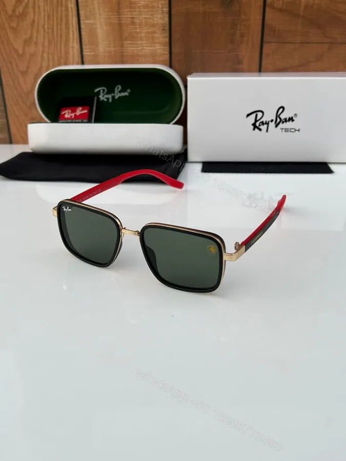 View 1 of Ray-Ban Tech Ferrari Edition Gold-Black Square Sunglasses