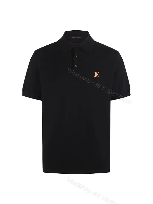 View 1 of Black Polo Shirt Classic Fit with LV Logo, Short Sleeves