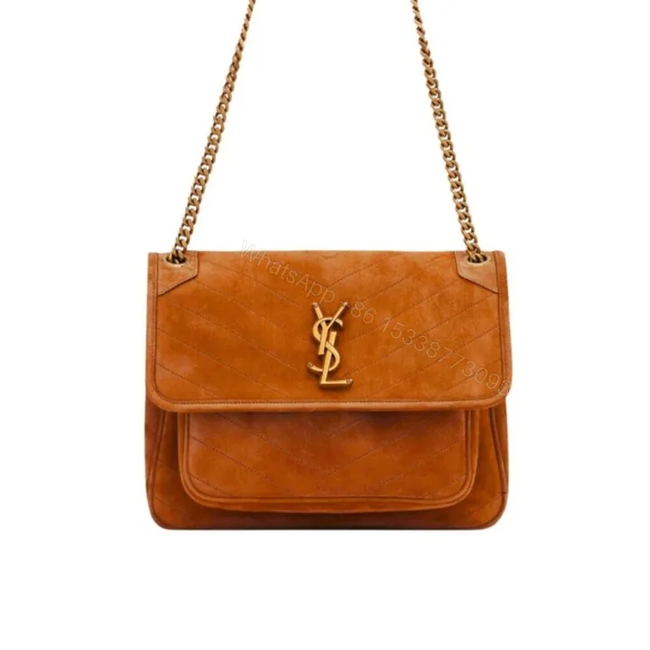 View 1 of Saint Laurent Niki Baby Chain Bag In Suede Brown 28Cm