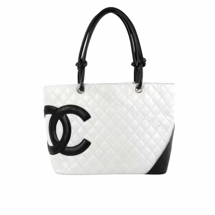 View 1 of Chanel Cambon Line Large Tote Bag In White And Black 41Cm