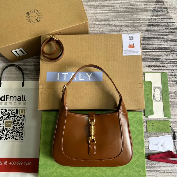 View 1 of GG JACKIE SMALL 28 SHOULDER BAG IN CINNAMON BROWN CALFSKIN
