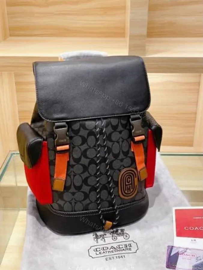 View 1 of FIRST COPY Coach Black-Red Rivington ColorBlock Unisex Backpack