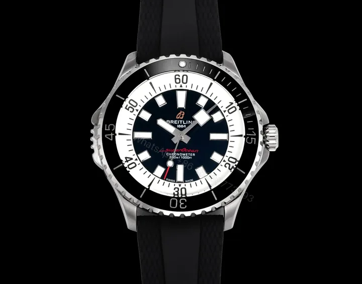 View 1 of Breitling Superocean Black Replica 46MM Premium Black Rubber Strap Diver Edition BT-SO-BLK-RBR-46