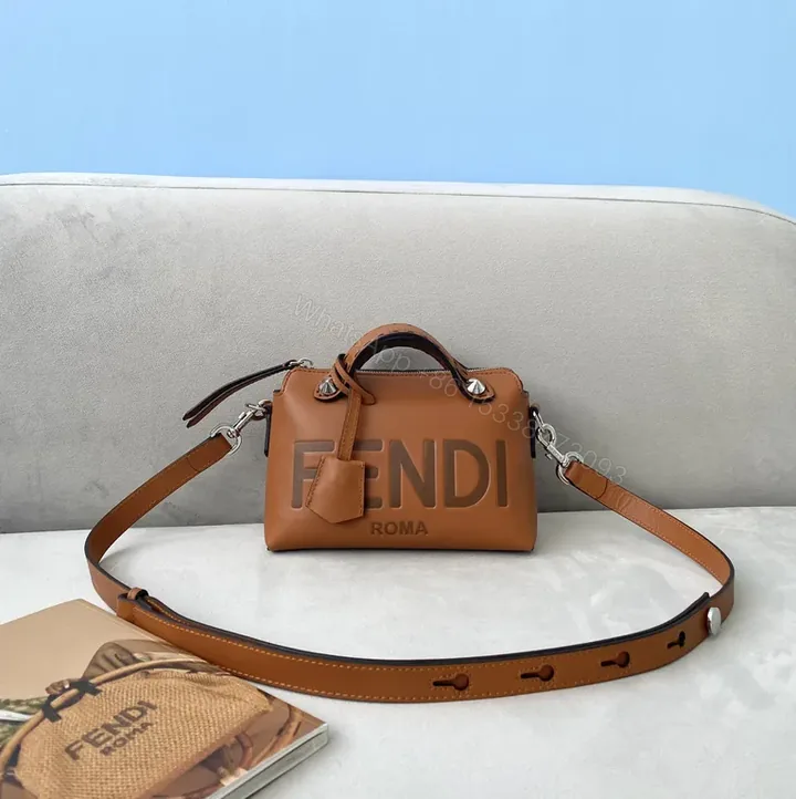 View 1 of Tan Leather Crossbody: Signature Fendi Logo, Compact & Durable