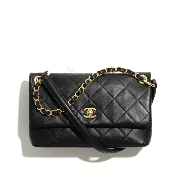 View 1 of Chanel Large Flap Bag Gold Tone Hardware Black 25Cm