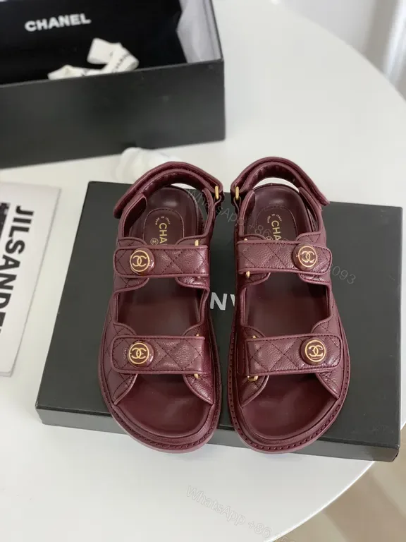 View 1 of Maroon Leather Sandals â€” Quilted Strap, Luxe Everydayâœ ̈