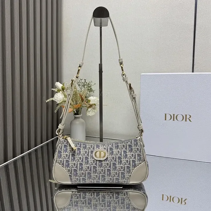 View 1 of Neutral Monogram Shoulder Bag: Leather-Trim, Everyday Luxury