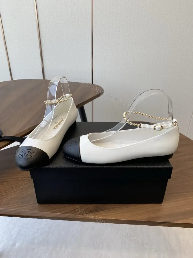 View 1 of Two-Tone Mary Jane Flats: All-Day Comfort, Chanel-Inspired