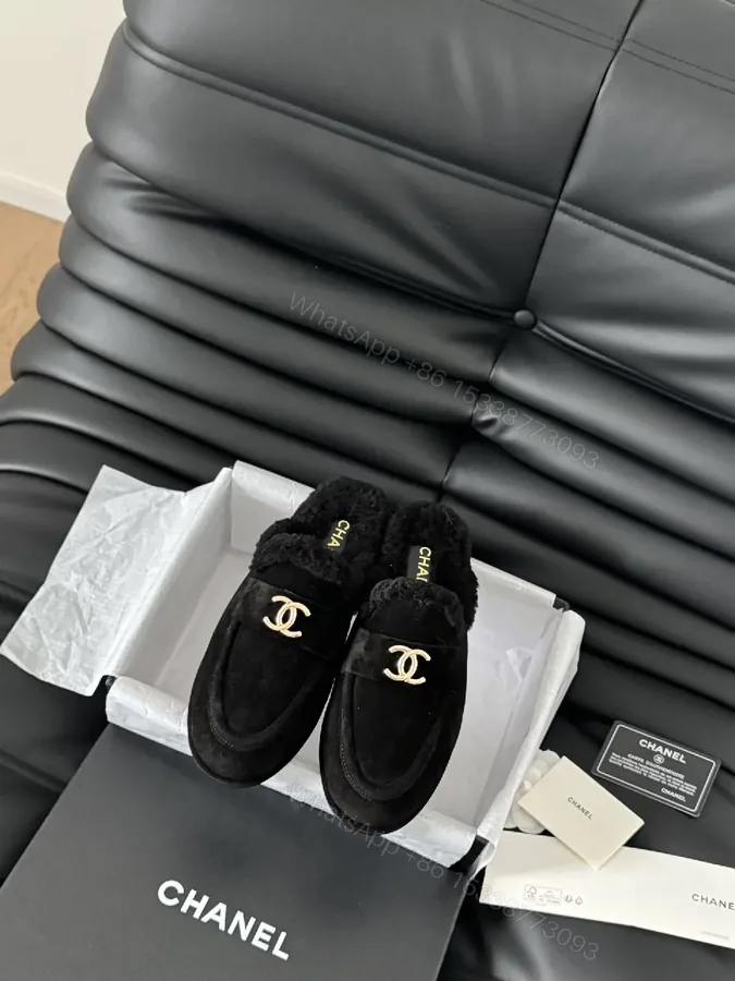 View 1 of Black Velvet Mules with Gold Hardware, Luxe Comfort, Chanel-Inspired