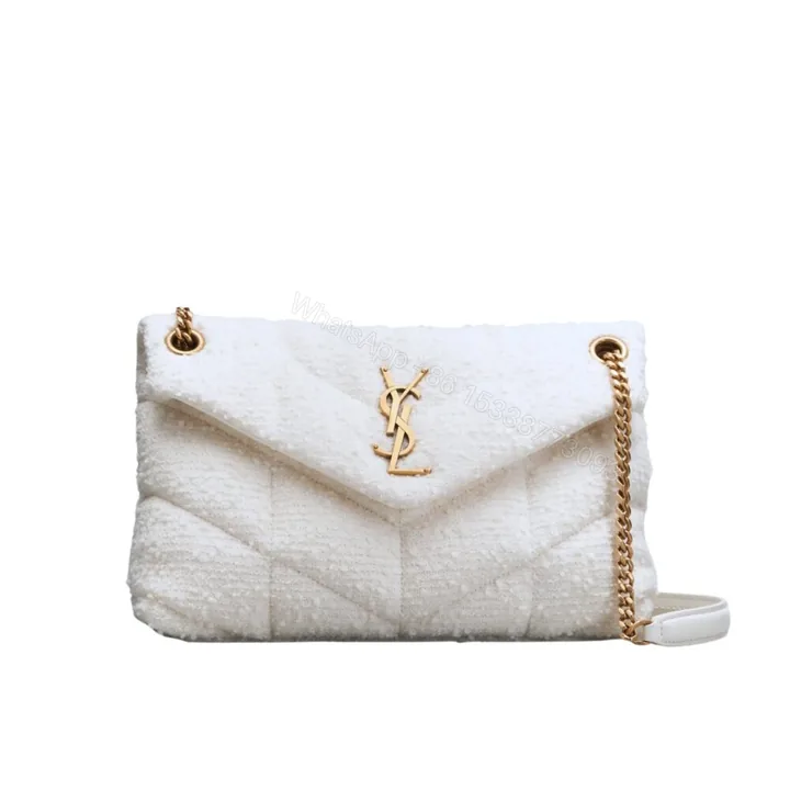View 1 of Saint Laurent Small Loulou Boucle Bag White 23Cm