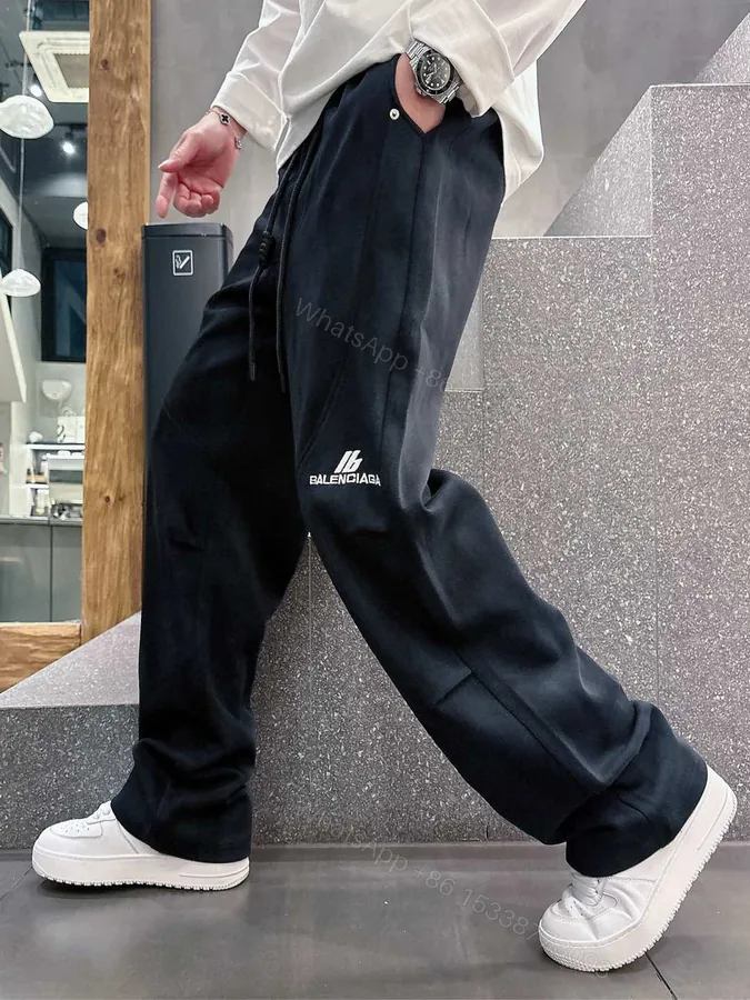 View 1 of Balenciaga 高仿運動長褲 男款黑色簡約LOGO寬鬆休閒褲