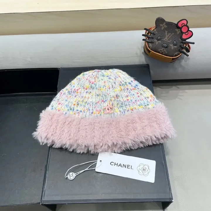 View 1 of Knit Beanie with Plush Fur Cuff—Speckled Luxury Flair