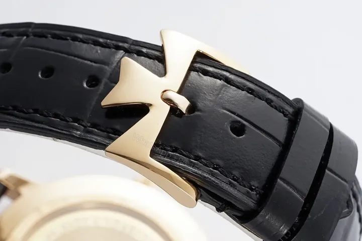 View 1 of JJ Factory Vacheron Constantin Patrimony 85180 Series Watch – Black Dial, Rose Gold Case, Black Leather Strap