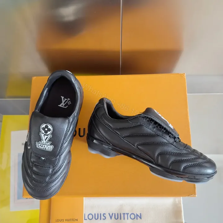 View 1 of Lux Black Leather High-Tops: Subtle LV-Inspired Comfort