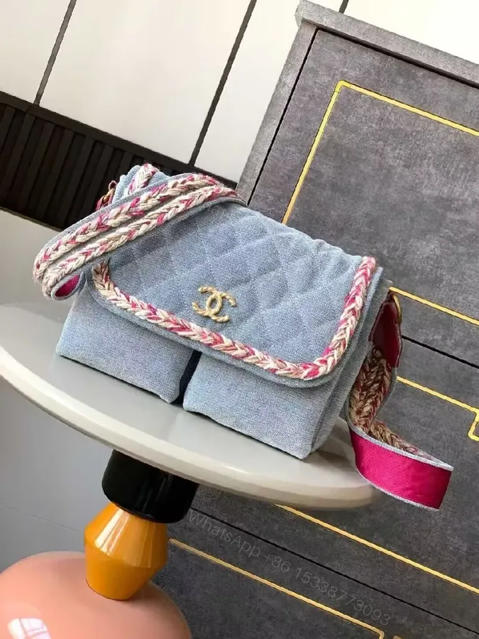 View 1 of Denim-Blue Braided-Detail Shoulder Bag: Everyday Luxury