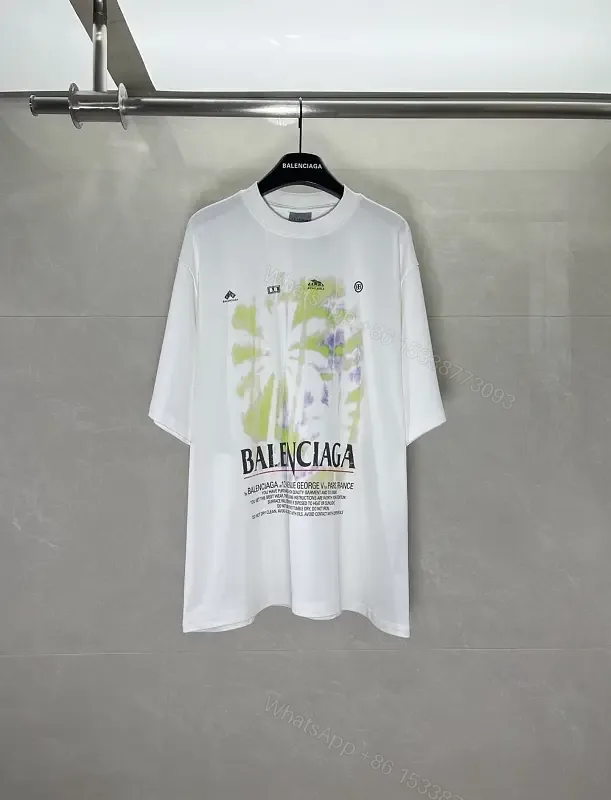 View 1 of White Oversize Tee Tie-Dye Graphic BALENCIAGA Tee