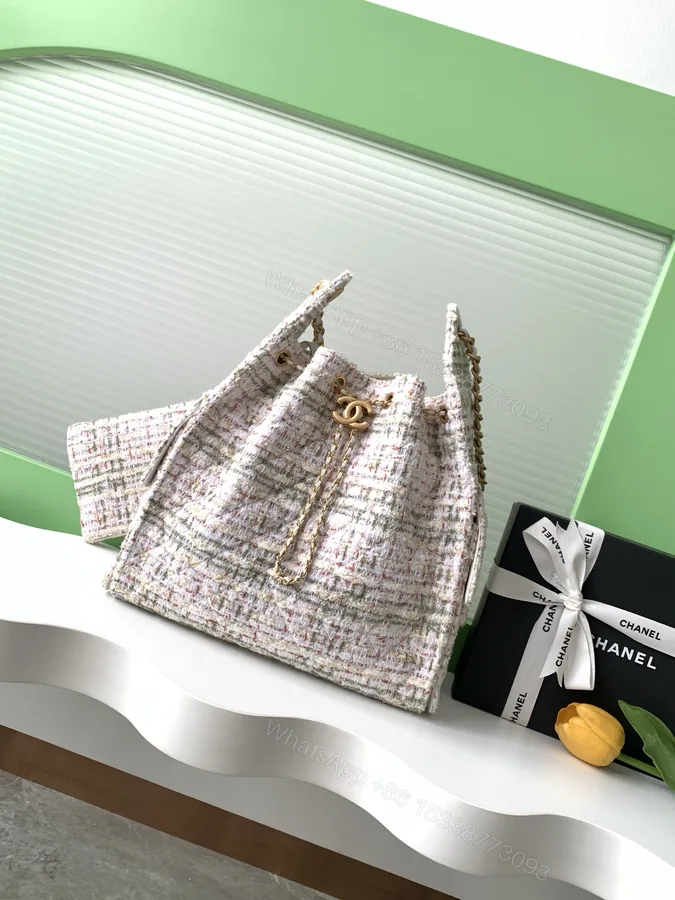 View 1 of Chanel 原單白色編織束口托特包 女士鏈條肩背包 氣質溫柔2025新品