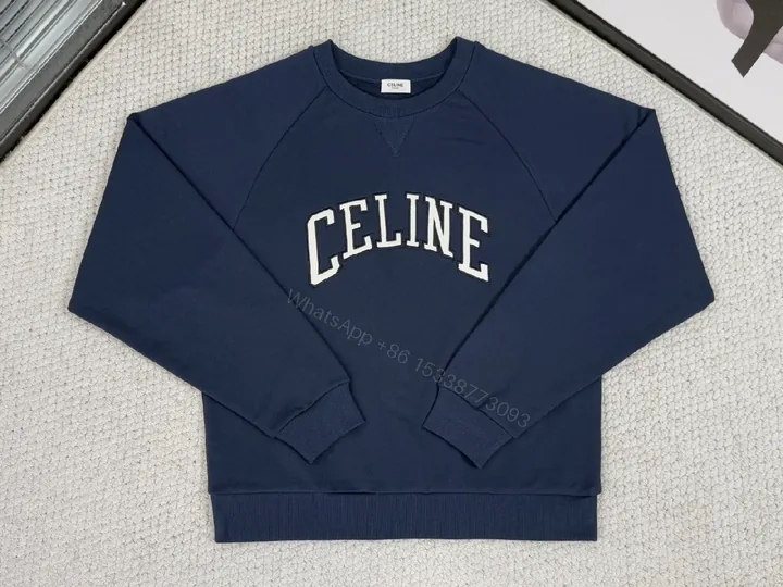 View 1 of Navy Cotton-Blend Crewneck with Arched Logo Sweatshirt