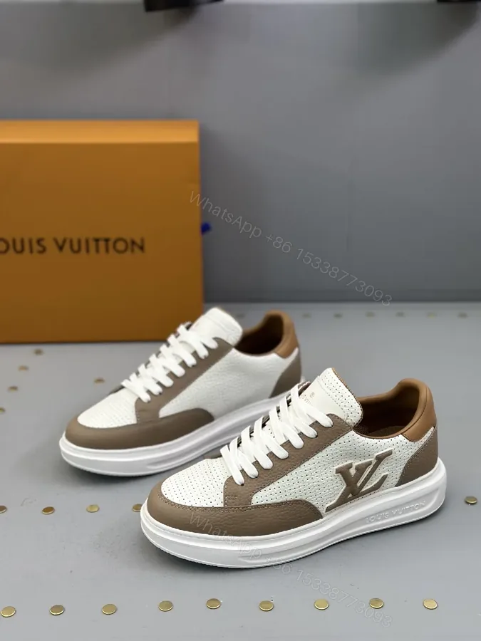 View 1 of Brown & White Leather Runner: Modern Luxury Sneaker Comfort