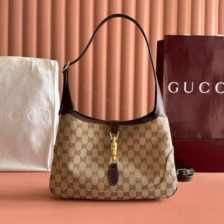 View 1 of GUCCI 25S JACKIE MONOGRAM 28 CM IN LIGHT BROWN CANVAS AND CALFSKIN