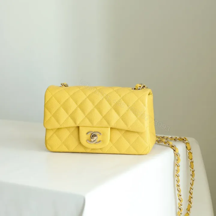 View 1 of Chanel Classic Flap Mini Like Auth Handbag Woman’s Yellow 20cm