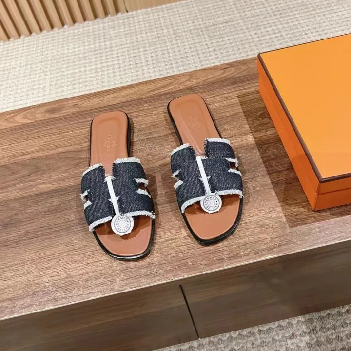 View 1 of 高仿Hermes*H241060Z49經典H拖鞋牛仔藍免檢版