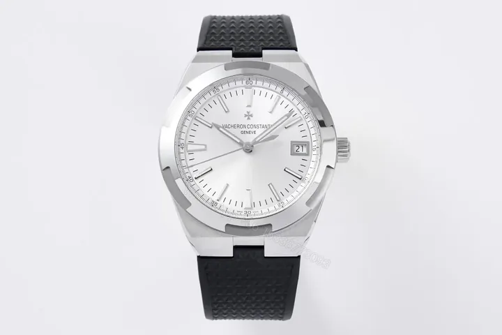 View 1 of 8F Factory Vacheron Constantin Overseas 4500V Series Stainless Steel Watch – Silver Dial, Black Rubber Strap, 41MM Case, Automatic Movement with 60-Hour Power Reserve
