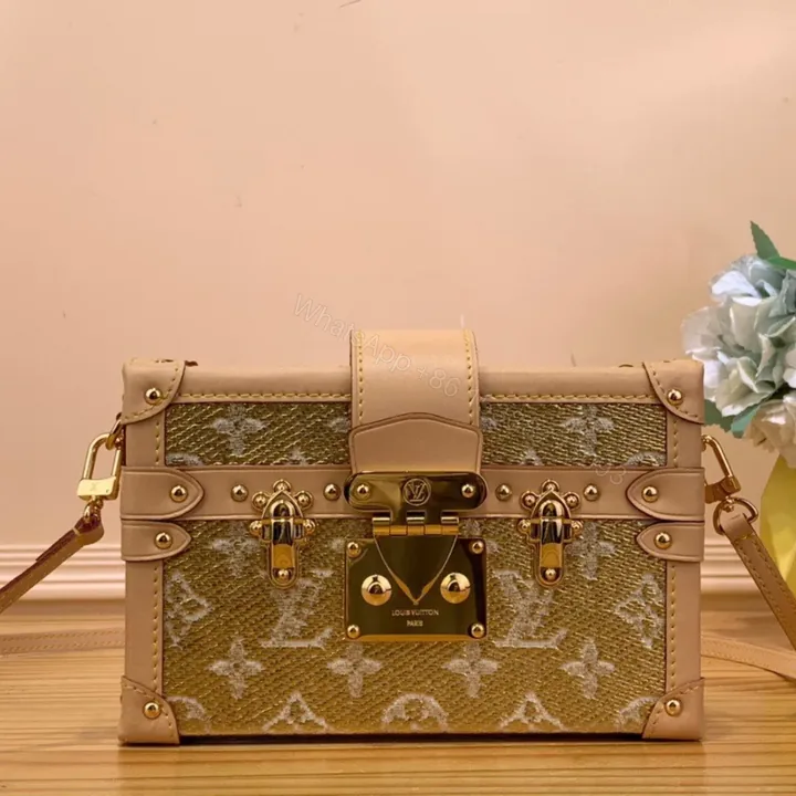 View 1 of Louis Vuitton LV Petite Box Shape Lock Plated Gold Handbags 20×12.5x5cm