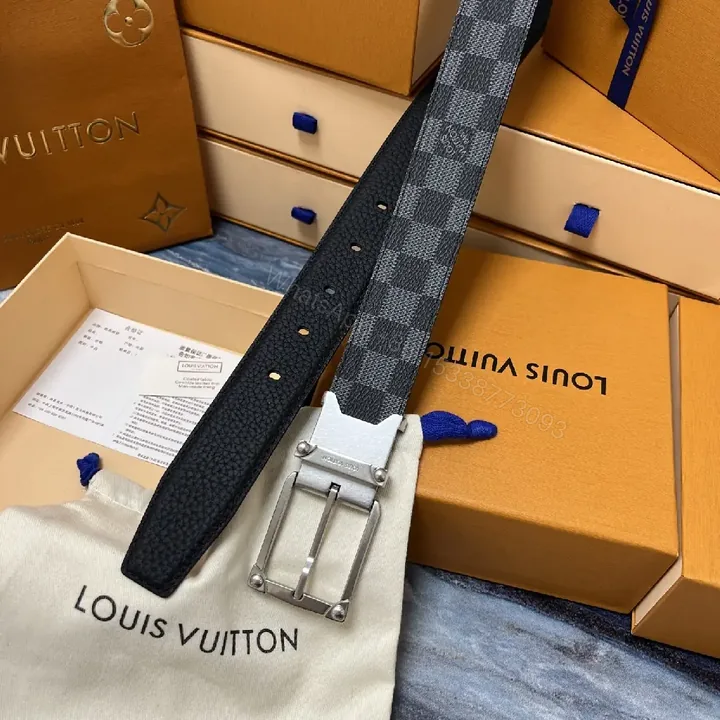 View 1 of Dual-Texture Leather Belt: Mono-Chic Checkerboard Accent Belt