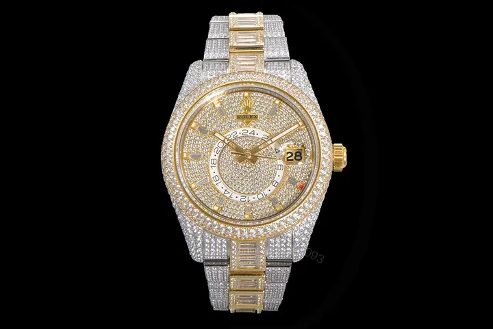 View 1 of Rolex Sky-Dweller Gold Diamond Replica 42MM Exclusive Two-Tone Bracelet RG-ROLEX-SKYDWELLER-GOLD-DIAMOND-42