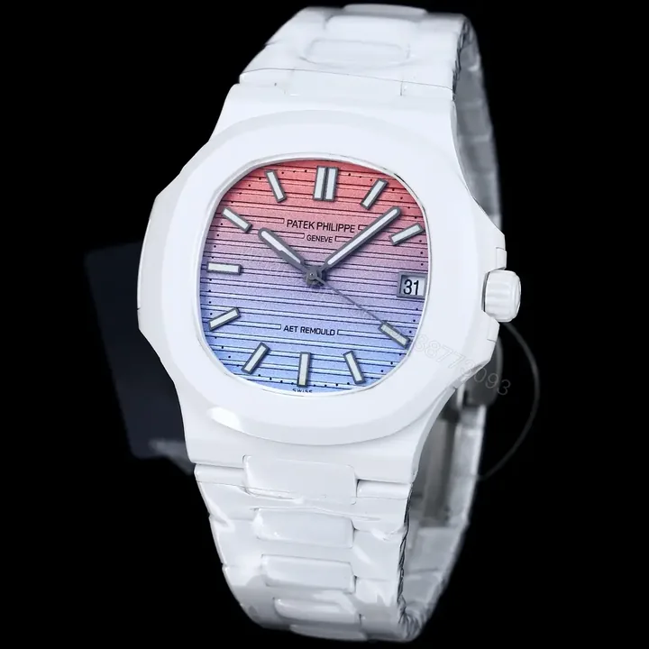 View 1 of Patek Philippe Gradient Nautilus Watch White Ceramic Bracelet Ultimate 40MM PP-NAU-GRAD-PBL-WCER40
