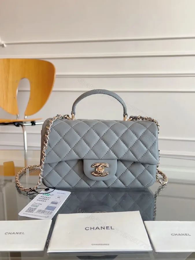 View 1 of Soft-Gray Quilted Leather Bag: Timeless Chic, Everyday Luxury