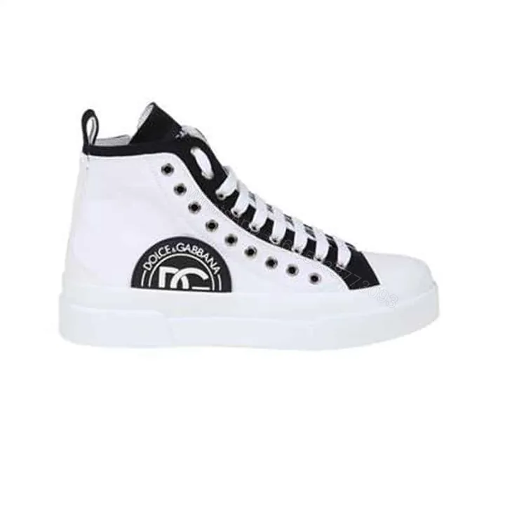 View 1 of DOLCE AND GABBANA QUILTED TWO-TONE NYLON PORTOFINO LIGHT MID-TOP SNEAKERS IN WHITE – DG107